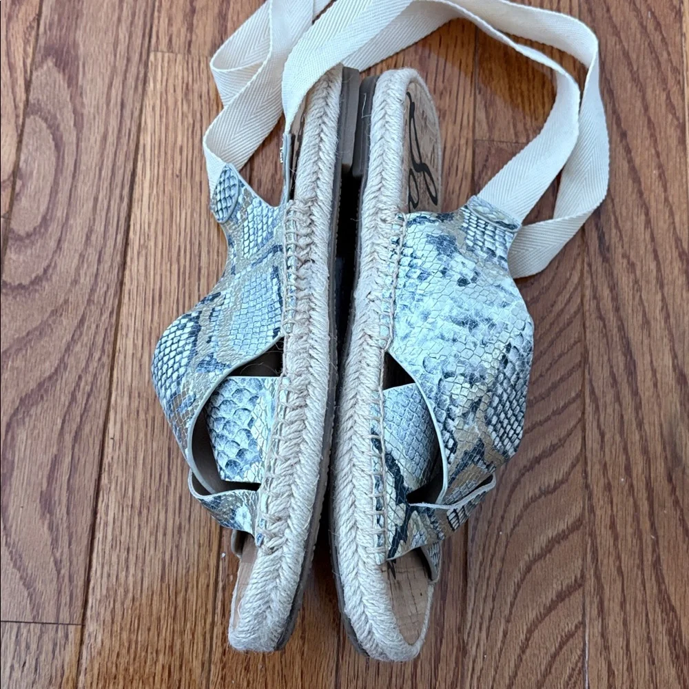 Sam Edelman Snake Print Espadrille Sandals with Cream Ties